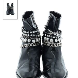 ZARA ankle booties studded, chains black size 37 / 6.5